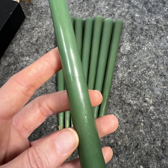Vintage Dansk Designs France Olive Green 8" Taper Candles Set Of 8 Style 1818 - Picture 6 of 12